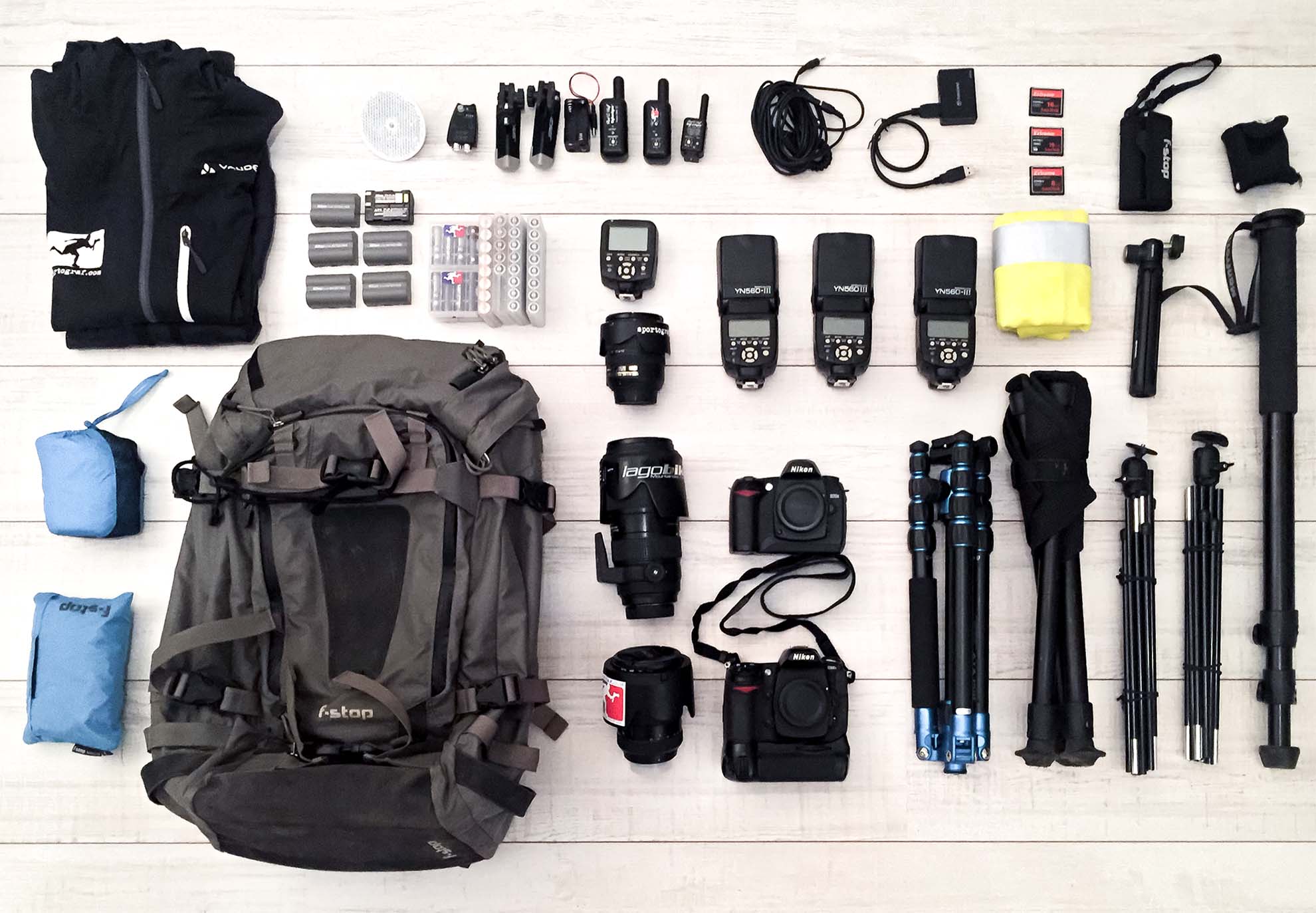 All the heavy gear before switching to lighter mobile photo gear
