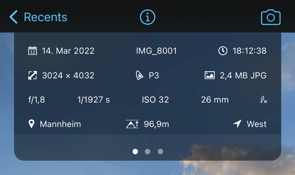 File name in ProCamera EXIF Viewer