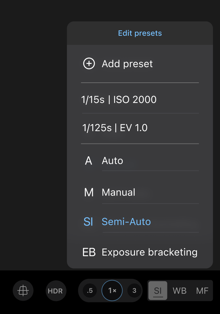 ProCamera – How to add presets