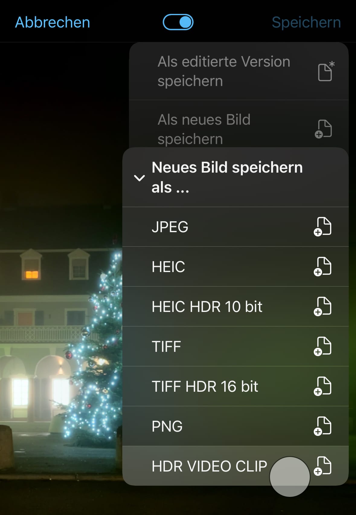 HDR Fotos in ProCamera speichern