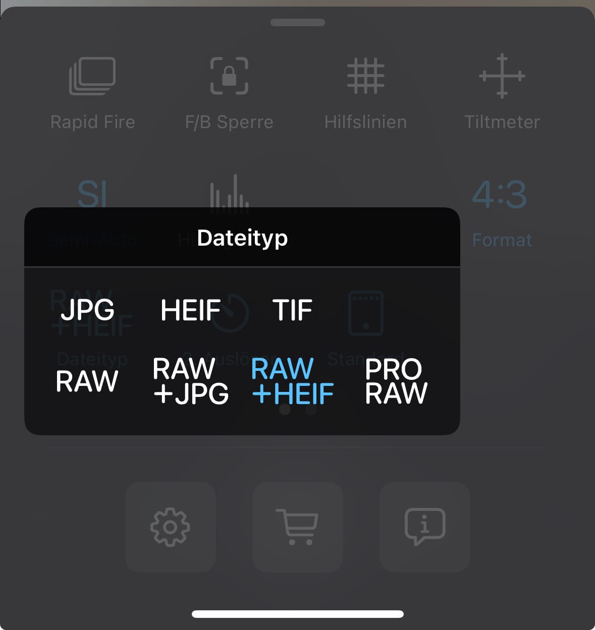RAW+HEIF Aufnahme in ProCamera