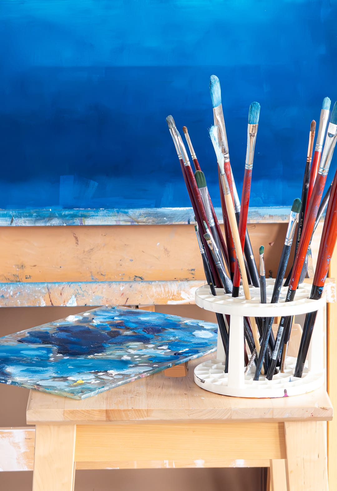 Lance painting in the studio